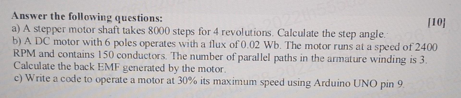 Solved Answer the following questions: a) A stepper motor | Chegg.com