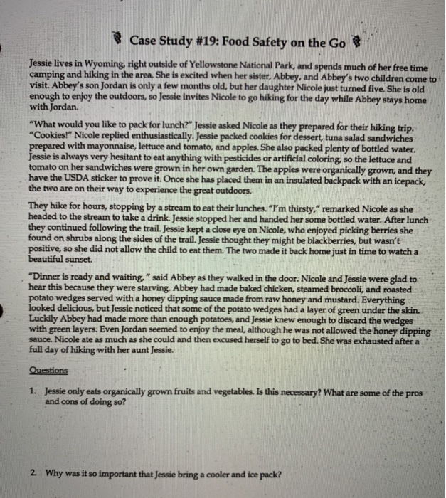 food safety case study for students