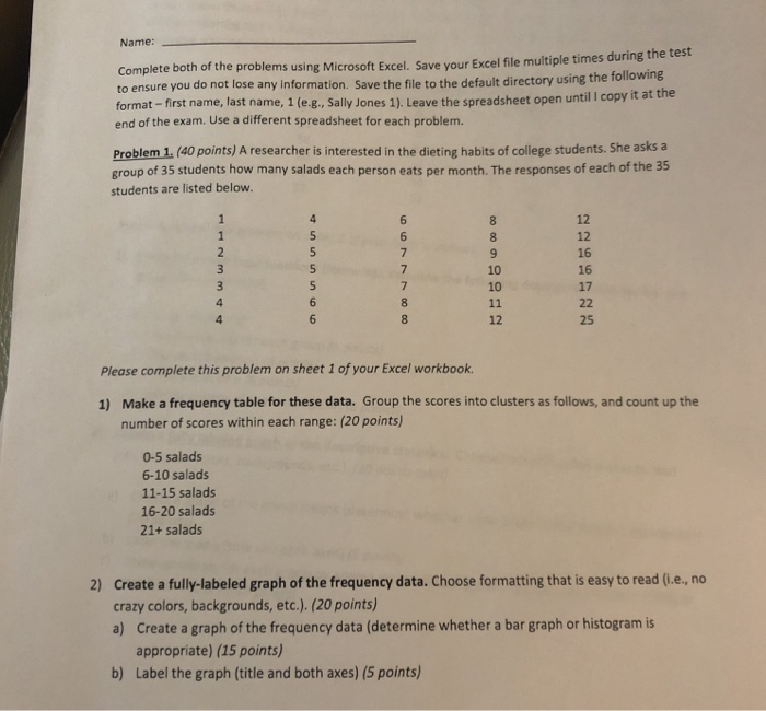 Solved Name: Complete both of the problems using Microsoft | Chegg.com