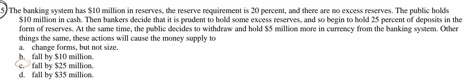 Solved The Banking System Has 10 Million In Reserves The Chegg