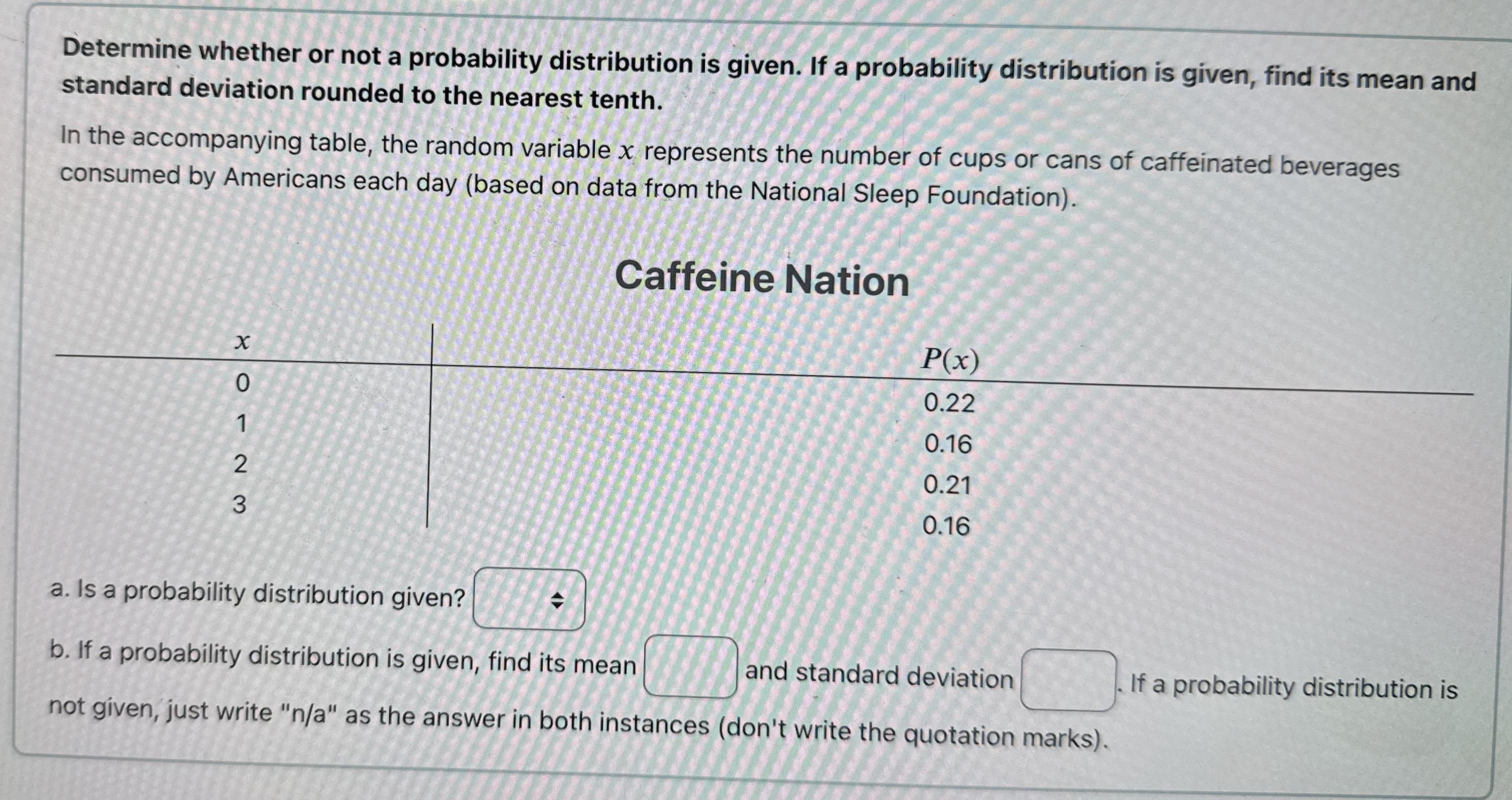 Solved Determine whether or not a probability distribution | Chegg.com