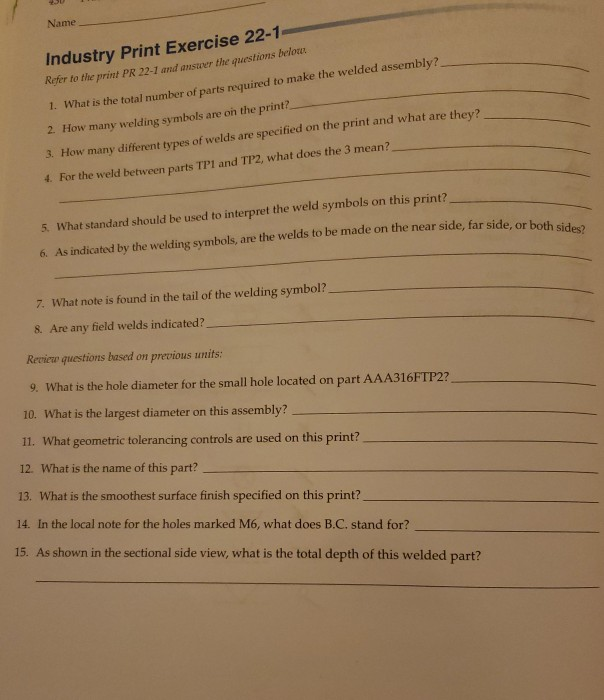 Solved Name Industry Print Exercise 22-1 Refer to the print | Chegg.com
