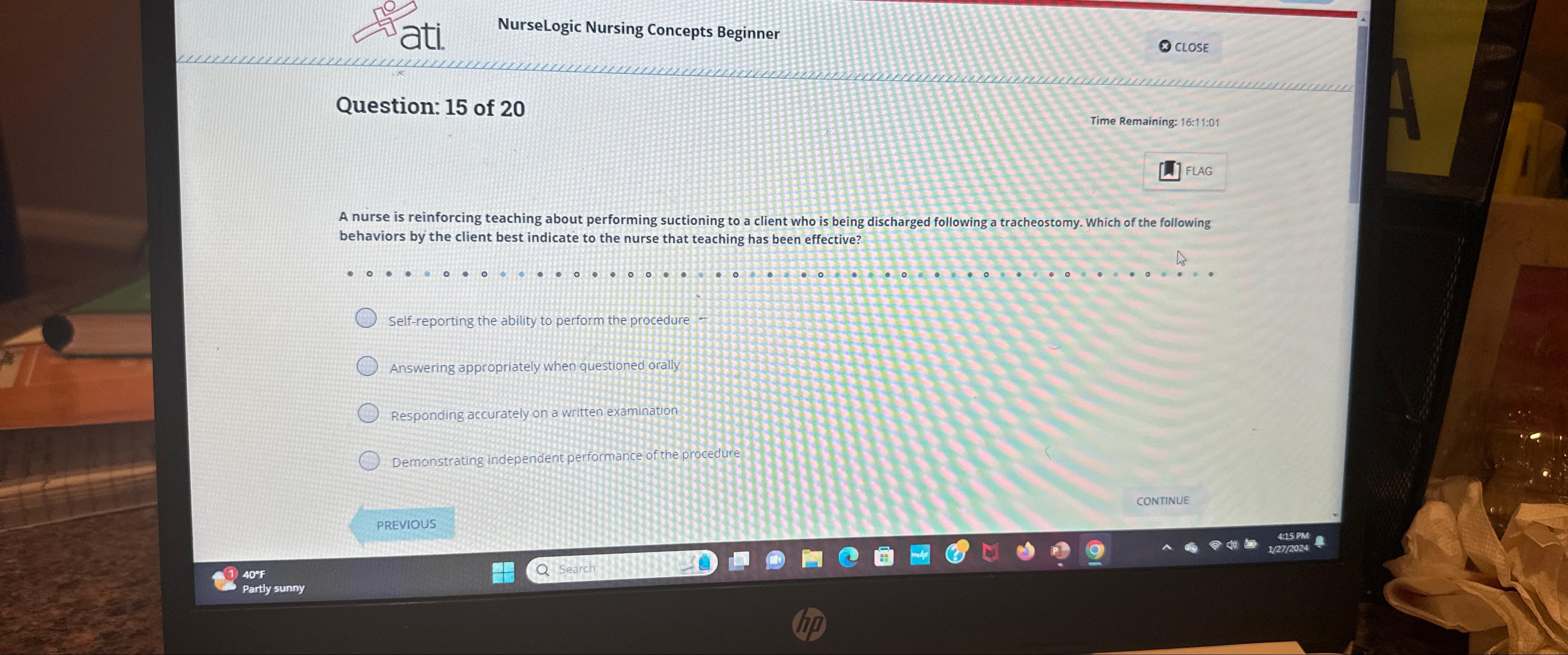 Solved NurseLogic Nursing Concepts BeginnerCLOSEQuestion: 15 | Chegg.com
