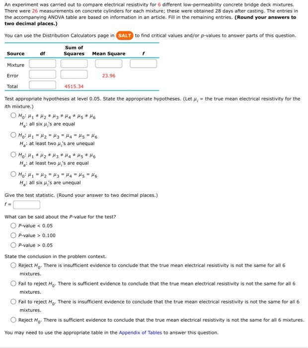 Solved An experiment was carried out to compare electrical | Chegg.com