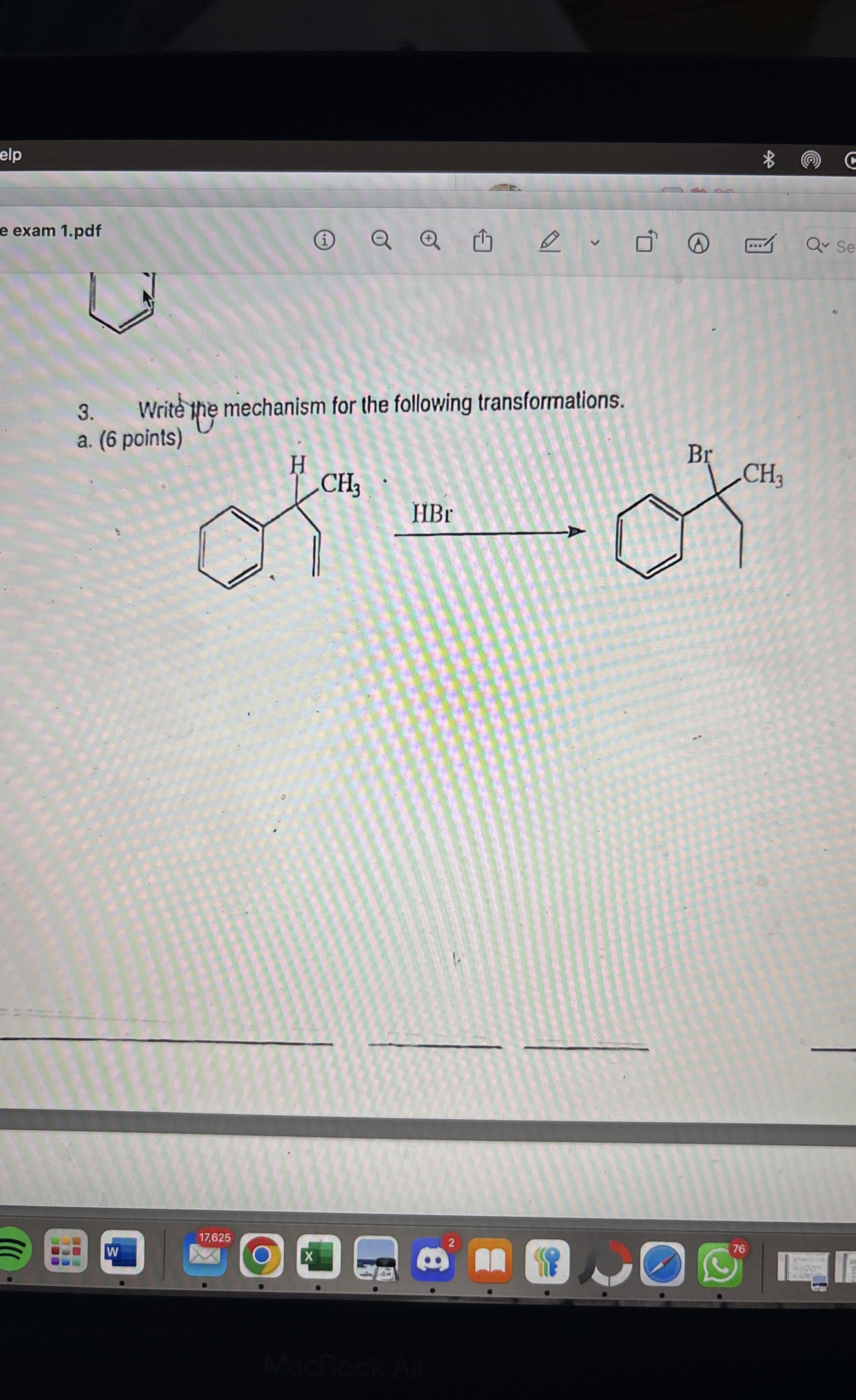 Solved E Exam Pdf Write The Mechanism For The Following Chegg Com