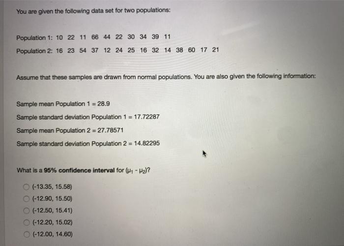 Solved You are given the following data set for two | Chegg.com