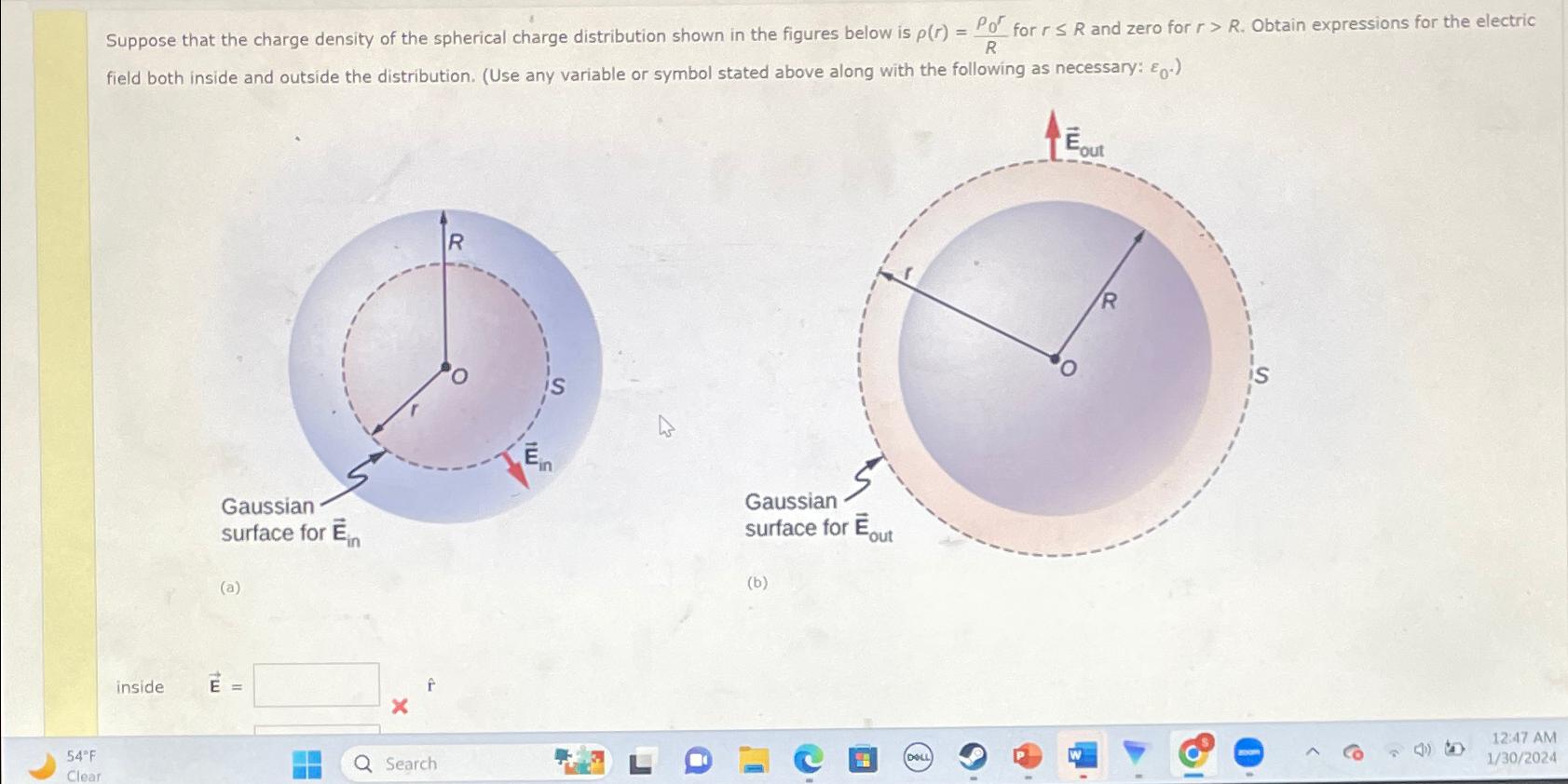 Solved Suppose that the charge density of the spherical | Chegg.com