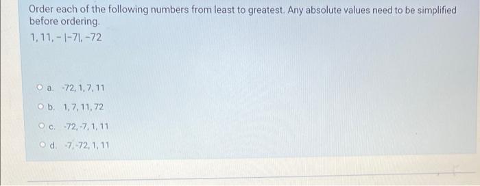 Solved Order each of the following numbers from least to | Chegg.com