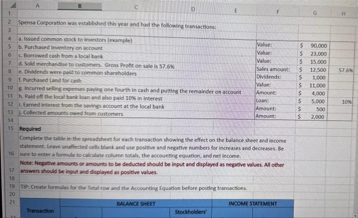 Solved 15 Required Complete the table in the spreadsheet for | Chegg.com