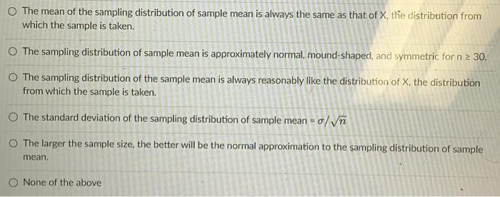 sampling distribution of the sample mean