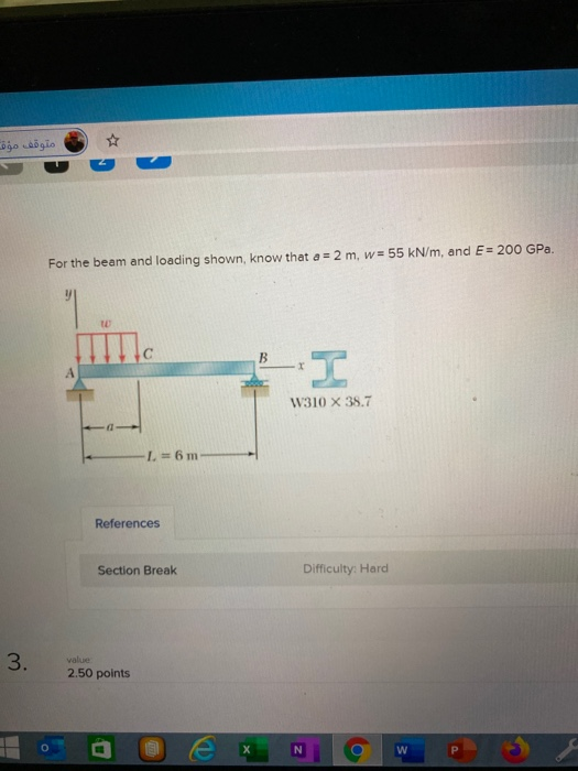 Solved متوقف مؤق For the beam and loading shown, know that a | Chegg.com