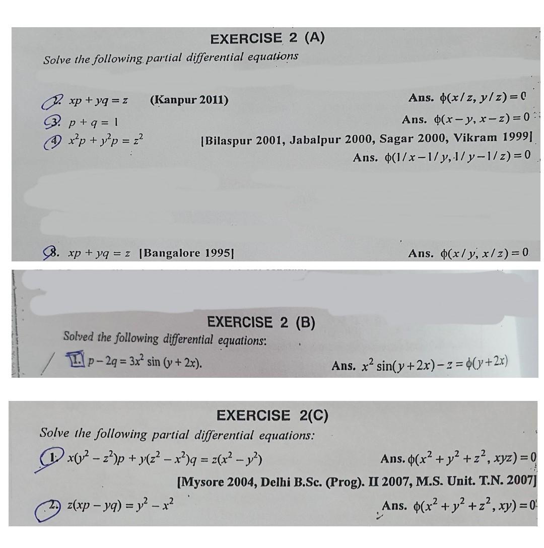 Solved Exercise 2 A Solve The Following Partial Chegg Com