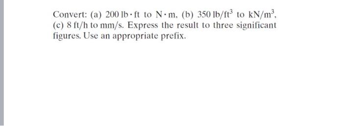 Solved Convert: (a) 200 lb-ft to N.m. (b) 350 lb/ft to kN/m, | Chegg.com