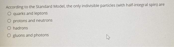Solved According to the Standard Model, the only indivisible | Chegg.com