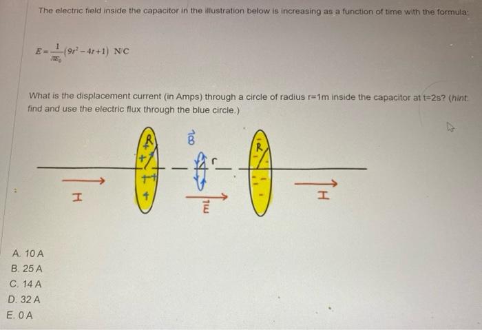 Solved The electric field inside the capacitor in the | Chegg.com