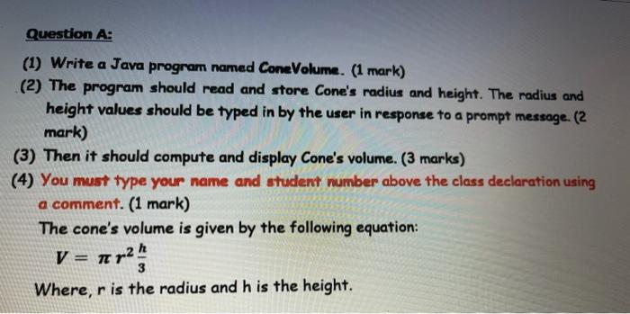 Solved Question A: (1) Write a Java program named | Chegg.com