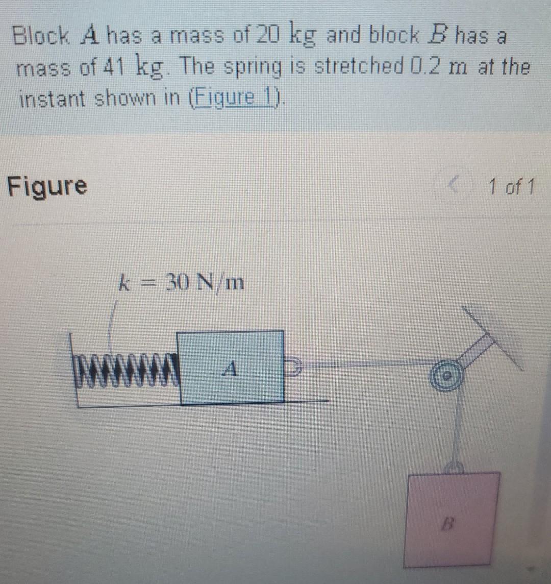 Solved Block A Has A Mass Of 20 Kg And Block B Has A Mass Of | Chegg.com