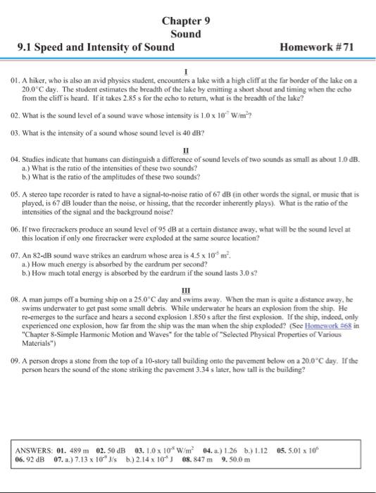 Solved Chapter 9 Sound 9.1 Speed and Intensity of Sound | Chegg.com