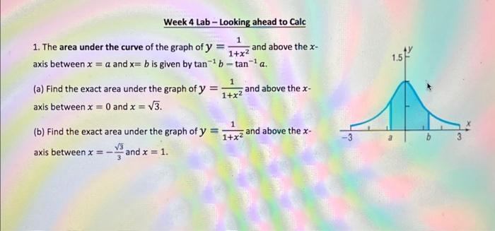 Solved A Week 4 Lab - Looking ahead to Calc 1. The area