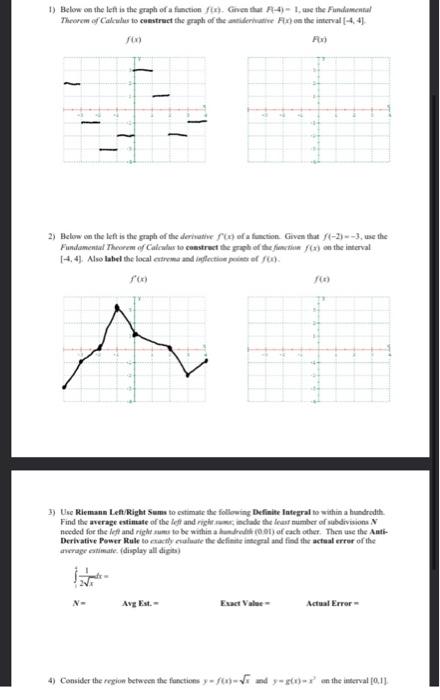 Solved 1) Below on the left is the graph of a function ft. | Chegg.com