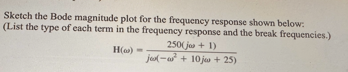 Solved Sketch the Bode magnitude plot for the frequency | Chegg.com