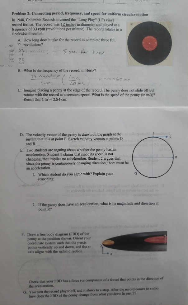 Problem 2 Connecting Period Frequency And Speed Chegg 