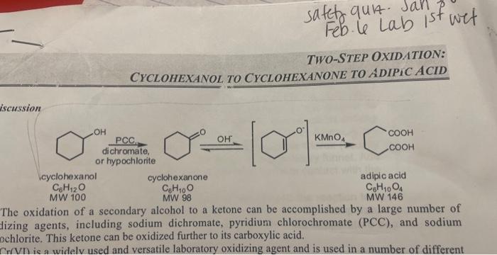TWO-STEP OXIDATION: CYCLOHEXANOL TO CYCLOHEXANONE TO | Chegg.com