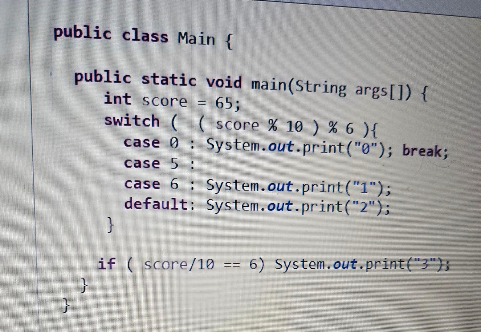 Solved What does this print in java? | Chegg.com