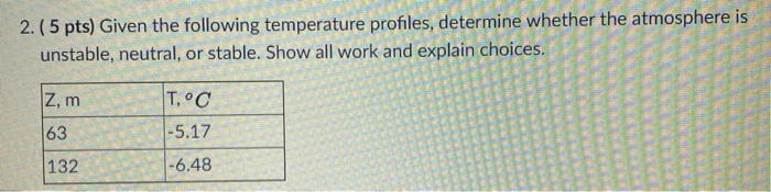 Solved 2. (5 pts) Given the following temperature profiles, | Chegg.com