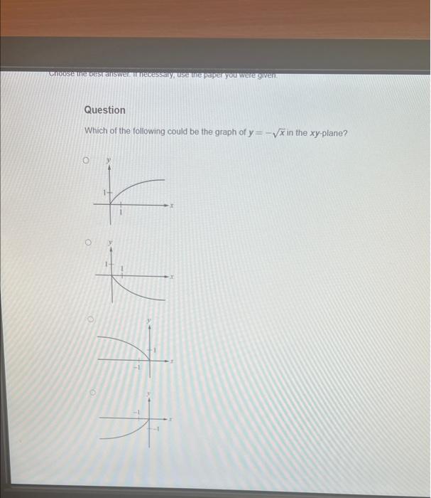 Solved which of the following could be the grath of y =-x | Chegg.com