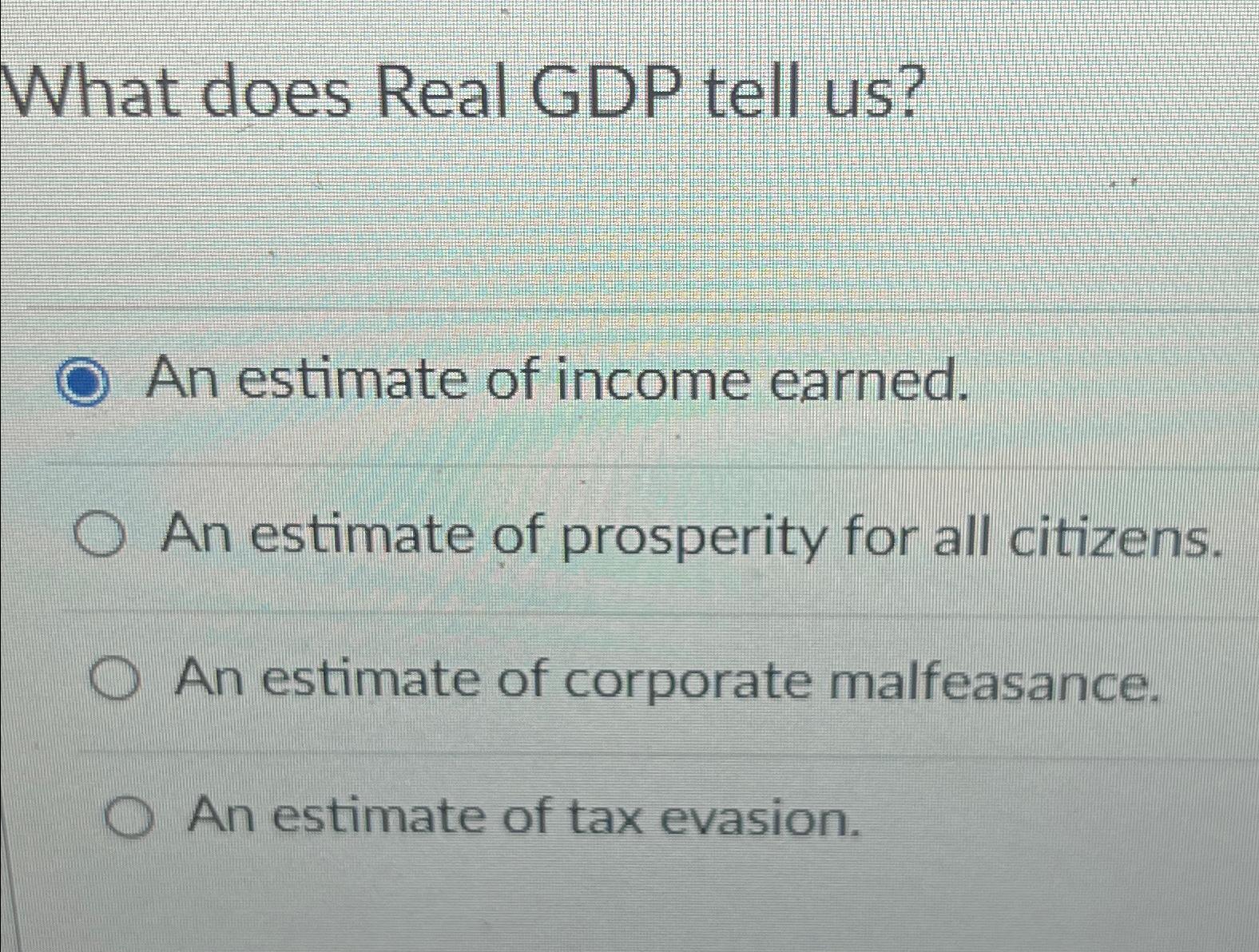 Solved What does Real GDP tell us?An estimate of