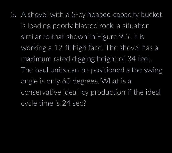 Solved 3. A shovel with a 5cy heaped capacity bucket is