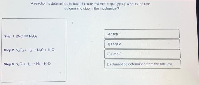 Solved A reaction is determined to have the rate law rate = | Chegg.com