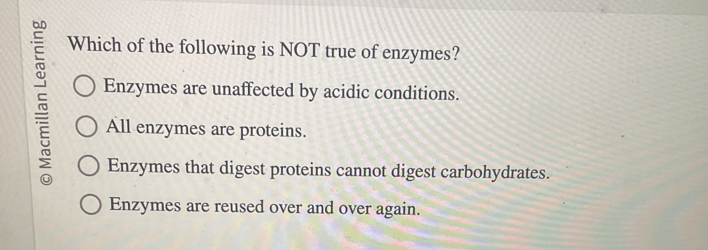 Solved Which of the following is NOT true of enzymes?Enzymes | Chegg.com