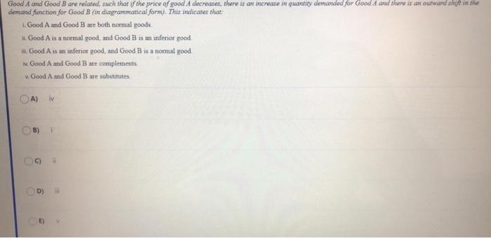 Solved Good And Good B Are Related, Such That If The Price | Chegg.com