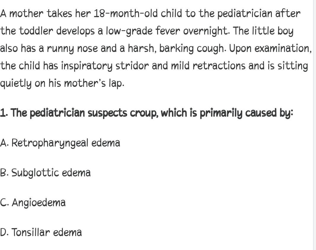 Solved A Mother Takes Her 18 month old Child To The Chegg solved-a-mother-takes-her-18-month-old-child-to-the-chegg