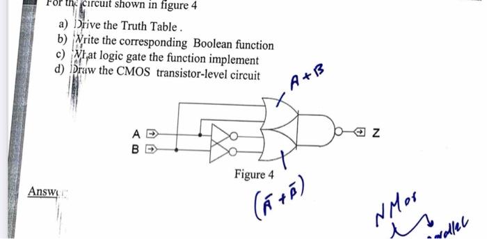 Solved For the circuit shown in figure 4 a) Drive the Trith | Chegg.com
