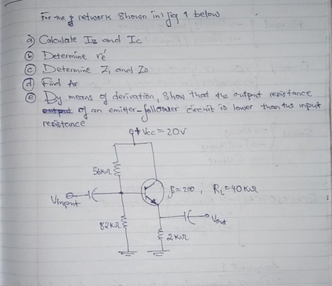 Solved For the network Shown in Calculate Is and Ic | Chegg.com