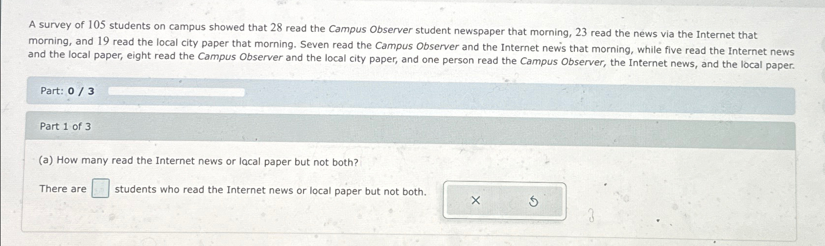 Solved A survey of 105 ﻿students on campus showed that 28 | Chegg.com