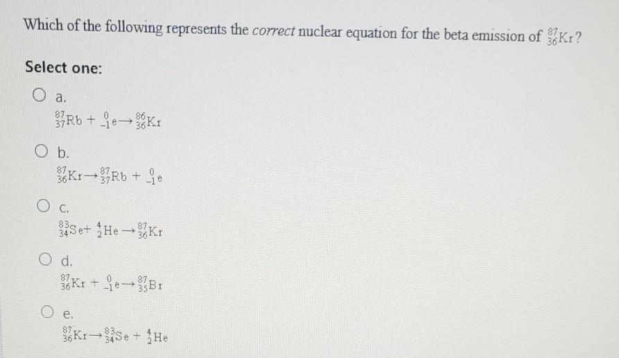 Solved Which of the following represents the correct nuclear | Chegg.com