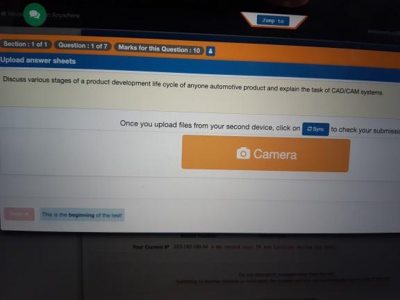 Solved Jump to Section : 1 of 1 Question : 1 of 7 Marks for | Chegg.com