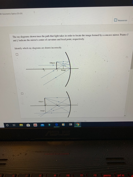 Solved W: Geometric Optics (Ch 25) Resources The ray | Chegg.com