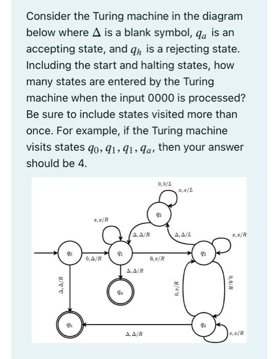 Solved Consider The Turing Machine In The Diagram Below | Chegg.com