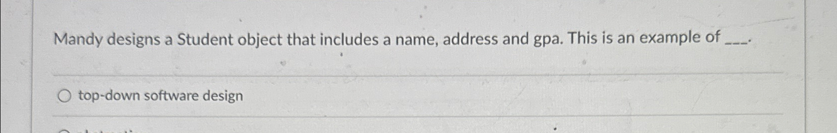Solved Mandy designs a Student object that includes a name, | Chegg.com