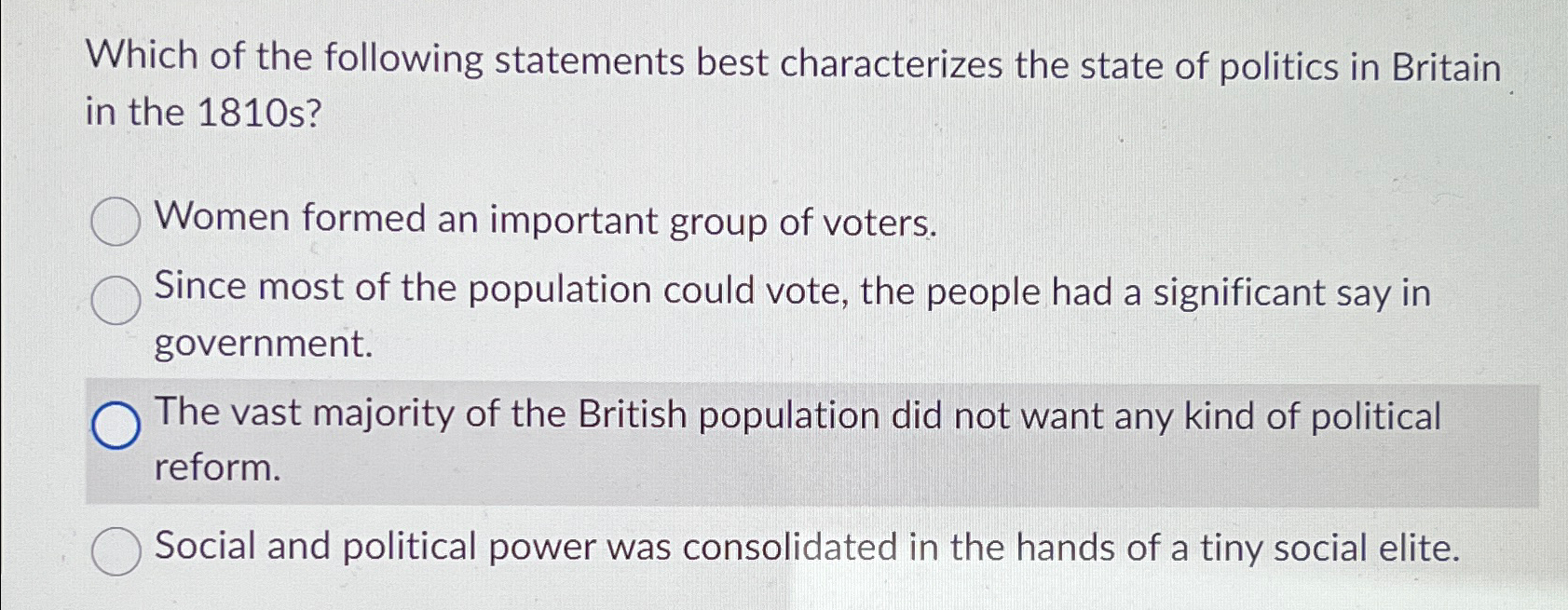 Solved Which of the following statements best characterizes | Chegg.com