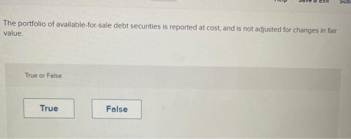 Solved The portfolio of available-for-sale debt securities | Chegg.com