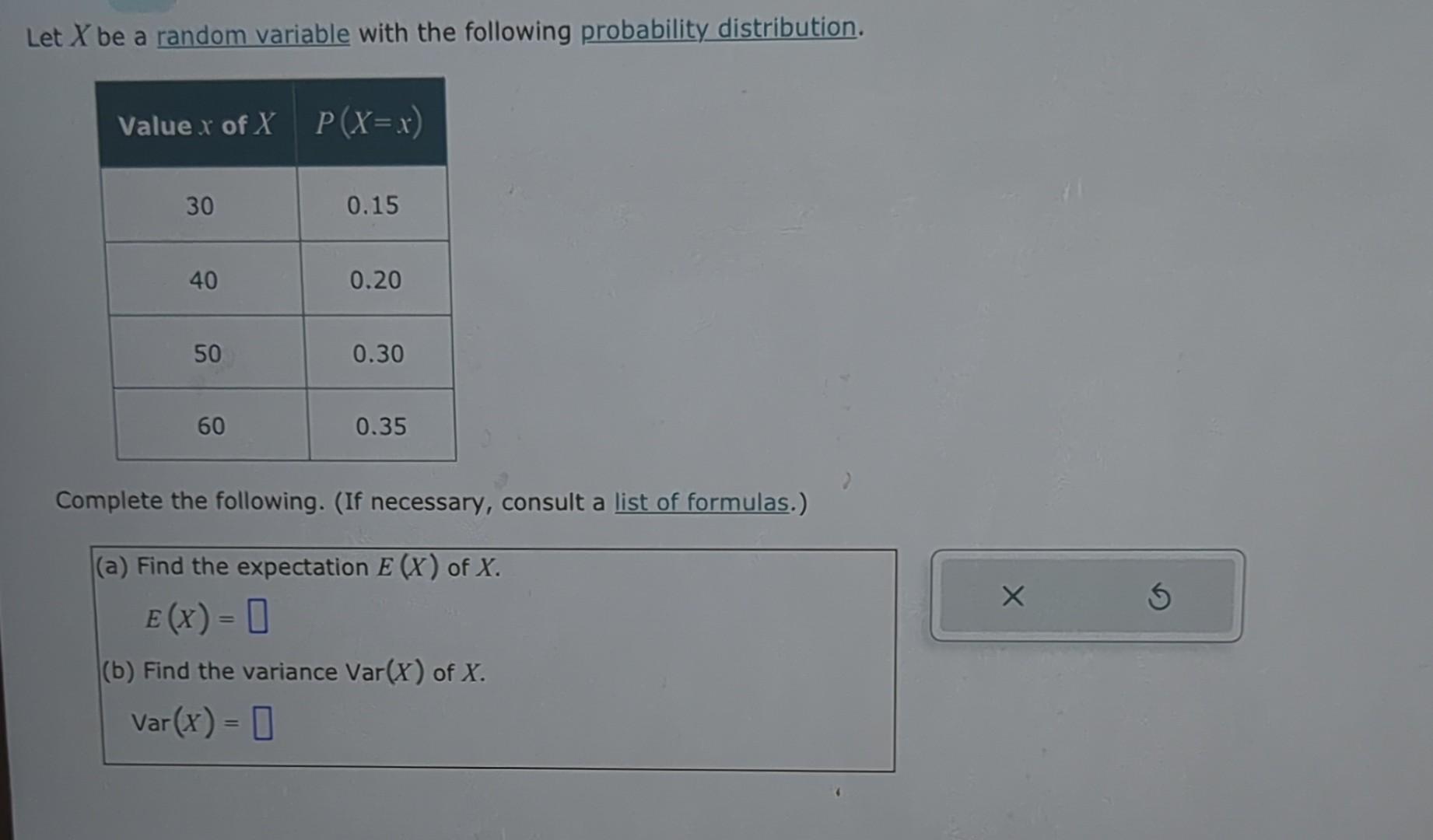 Solved Let X be a random variable with the following | Chegg.com