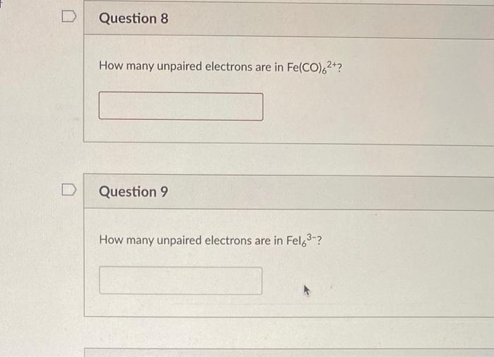 calculate the number of unpaired electrons present in co h2o 6 3