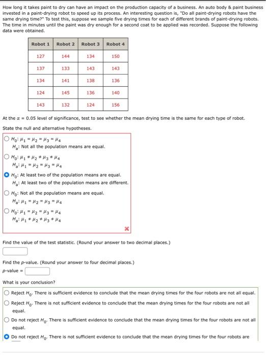 Solved How long it takes paint to dry can have an impact on | Chegg.com