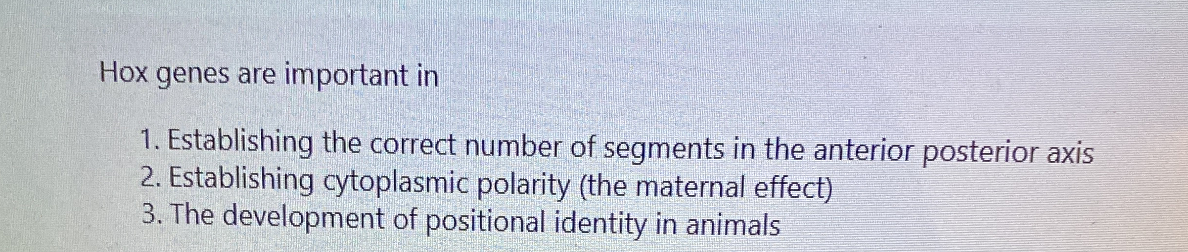 Solved Hox genes are important inEstablishing the correct | Chegg.com